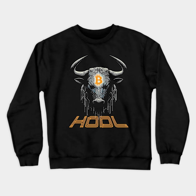 Bitcoin Bull Run: HODL Crewneck Sweatshirt by MetalByte